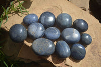 Polished Blue Lazulite Palm Stones  x 12 From Madagascar - Toprock Gemstones and Minerals 