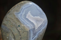 Polished Blue Lace Agate Standing Free Forms  x 2 From Nsanje, Malawi - Toprock Gemstones and Minerals 