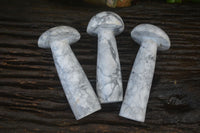 Polished Large Howlite Mushrooms  x 3 From Zimbabwe