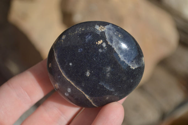 Polished Blue Lazulite Palm Stones  x 12 From Madagascar - Toprock Gemstones and Minerals 