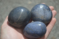 Polished Blue Lazulite Palm Stones  x 12 From Madagascar - Toprock Gemstones and Minerals 