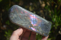 Polished Rare Purple Flash Labradorite Standing Free Forms  x 3 From Tulear, Madagascar