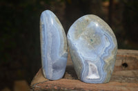 Polished Blue Lace Agate Standing Free Forms  x 2 From Nsanje, Malawi - Toprock Gemstones and Minerals 