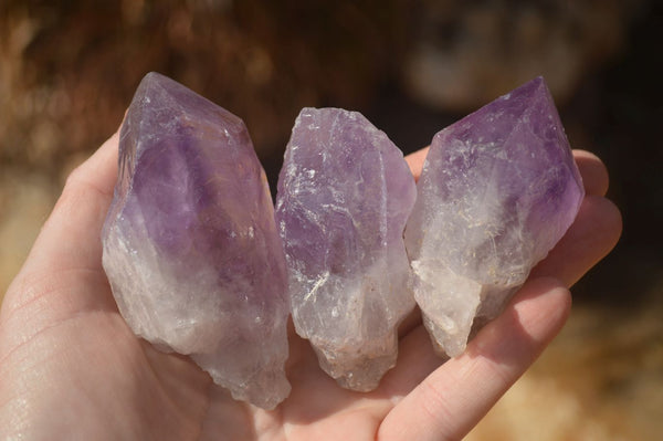 Natural Single Jacaranda Amethyst Crystals x 12 From Mumbwe, Zambia