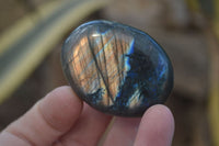 Polished Flashy Labradorite Palm Stones  x 12 From Tulear, Madagascar