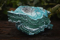 Natural Blue Chrysocolla On Silky Malachite Matrix Specimens x 2 From Kulukuluku, Congo - Toprock Gemstones and Minerals 