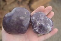 Polished Purple Lepidolite Hearts  x 6 From Madagascar - TopRock