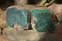 Natural Crystalline Malachite Specimens  x 2 From Congo