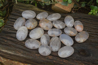 Polished Blue Rose Quartz Galet-Palm Stones x 27 From Madagascar