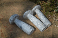 Polished Large Howlite Mushrooms  x 3 From Zimbabwe