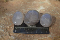 Polished Blue Rose Quartz Galet-Palm Stones x 27 From Madagascar