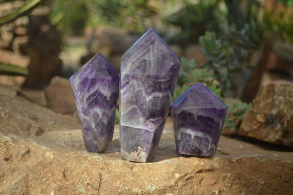 Polished Dream Amethyst Points x 3 From Ambatondrazaka, Madagascar