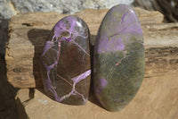 Polished Stichtite & Serpentine Standing Free Forms With Silky Purple Threads  x 5 From Barberton, South Africa - Toprock Gemstones and Minerals 