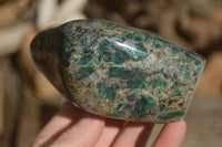 Polished Emerald Mica In Matrix Standing Free Forms x 2 From Mutoko, Zimbabwe