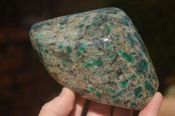 Polished Emerald Mica In Matrix Standing Free Forms x 2 From Mutoko, Zimbabwe