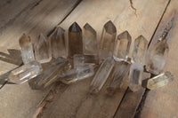 Polished Wispy Phantom Smokey Quartz Points x 24 From Madagascar