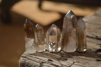 Polished Wispy Phantom Smokey Quartz Points x 24 From Madagascar