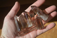 Polished Wispy Phantom Smokey Quartz Points x 24 From Madagascar