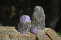 Polished Stichtite & Serpentine Standing Free Forms With Silky Purple Threads  x 5 From Barberton, South Africa - Toprock Gemstones and Minerals 