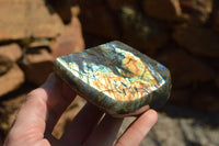 Polished Labradorite Standing Free Forms With Intense Blue & Gold Flash x 3 From Sakoany, Madagascar - TopRock