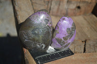 Polished Stichtite & Serpentine Standing Free Forms With Silky Purple Threads  x 5 From Barberton, South Africa - Toprock Gemstones and Minerals 