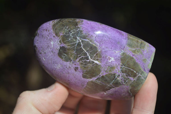 Polished Stichtite & Serpentine Standing Free Forms With Silky Purple Threads  x 5 From Barberton, South Africa - Toprock Gemstones and Minerals 