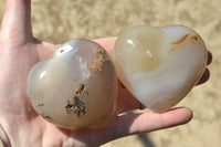 Polished Translucent Agate Hearts (Some Dendritic Features) x 6 From Madagascar - TopRock