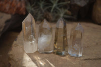 Polished Wispy Phantom Smokey Quartz Points x 24 From Madagascar