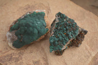 Natural Rare Ball Malachite On Drusy Quartz & Dolomite Specimens x 2 From Kambove, Congo