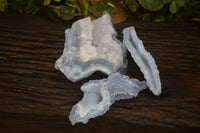 Natural Etched Blue Chalcedony Specimens  x 3 From Nsanje, Malawi