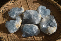 Natural Blue Celestite Crystal Specimens  x 6 From Sakoany, Madagascar