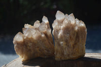 Natural Cascading White Phantom Smokey Quartz Clusters  x 4 From Luena, Congo - Toprock Gemstones and Minerals 