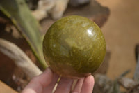 Polished Green Opal Spheres  x 2 From Antsirabe, Madagascar