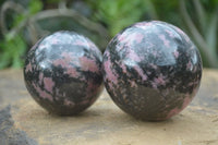 Polished Pink & Black Rhodonite Spheres  x 4 From Madagascar - Toprock Gemstones and Minerals 