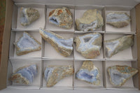 Natural Blue Lace Agate Geode Specimens  x 12 From Malawi - TopRock