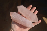 Polished Gemmy Double Terminated Rose Quartz Points x 3 From Antsirabe, Madagascar