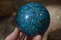 Polished  Conglomerate Chrysocolla Sphere With Azurite & Malachite  x 1 From Congo