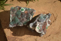 Natural Drusy Coated Ball Malachite On Dolomite Matrix Specimens  x 2 From Likasi, Congo