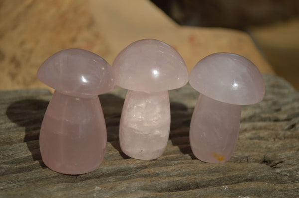 Polished Gemmy Pink Rose Quartz Mushrooms x 12 From Ambatondrazaka, Madagascar