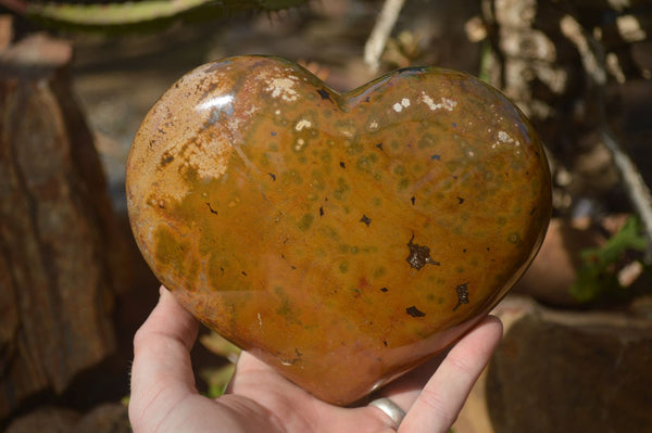 Polished Extra Large Ocean Jasper Heart  x 1 From Madagascar