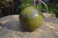 Polished Green Opal Spheres  x 2 From Antsirabe, Madagascar