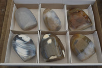 Polished Mixed Agate Standing Free Forms x 6 From West Coast, Madagascar