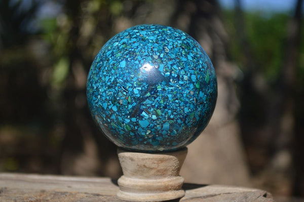 Polished  Conglomerate Chrysocolla Sphere With Azurite & Malachite  x 1 From Congo