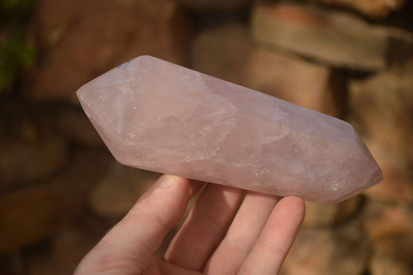 Polished Gemmy Double Terminated Rose Quartz Points x 3 From Antsirabe, Madagascar