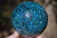 Polished  Conglomerate Chrysocolla Sphere With Azurite & Malachite  x 1 From Congo