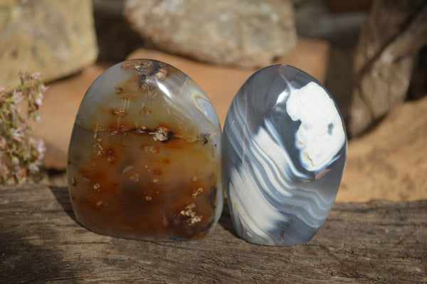 Polished Agate Standing Free Forms  x 6 From West Coast, Madagascar