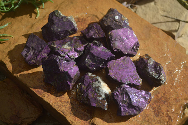 Natural Metallic Purpurite Cobbed Specimens x 12 From Erongo, Namibia