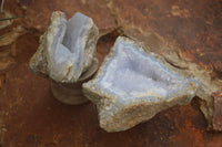 Natural Blue Lace Agate Geode Specimens  x 12 From Malawi - TopRock