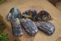 Polished Semi Translucent Watermelon Fluorite Free Forms  x 6 From Uis, Namibia - Toprock Gemstones and Minerals 