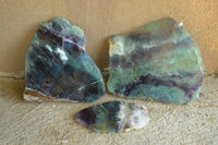 Polished Watermelon Fluorite Slices x 3 From Uis, Namibia - TopRock